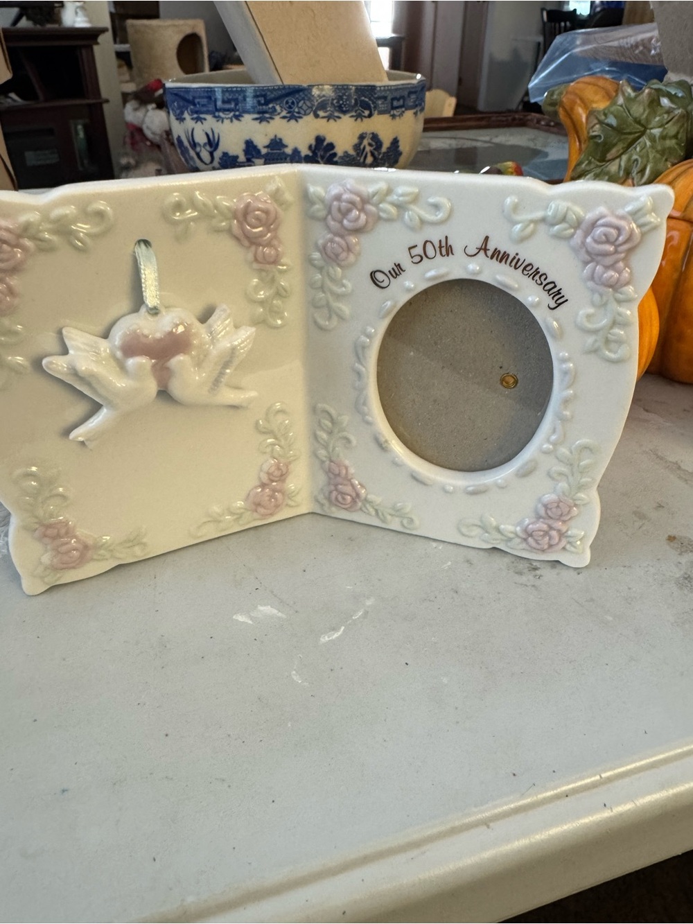 50th Anniversary Porcelain 50th Anniversary Porcelain Picture Frame with Doves